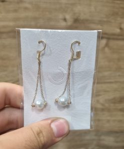 گوشواره طلا لاکچری طرح مروارید دار AJ2525