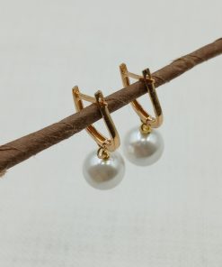 گوشواره طلا لاکچری طرح مروارید دار AJ2537 (1)