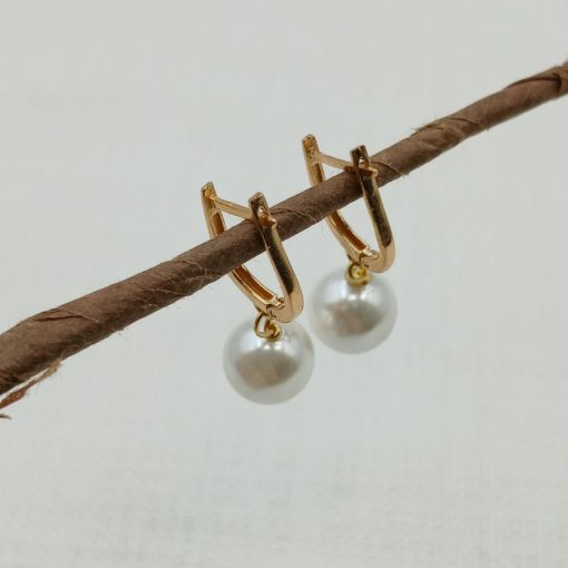 گوشواره طلا لاکچری طرح مروارید دار AJ2537 (1)