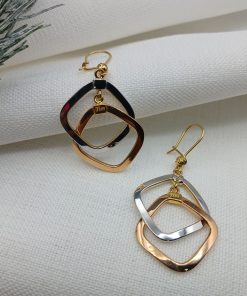 گوشواره طلا متصل طرح مربع AJ4075 (3)